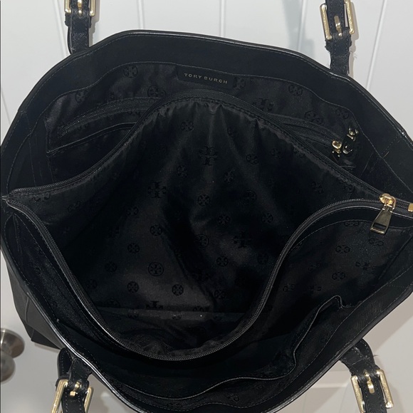 Tory Burch Black Tote with Gold Accents - Picture 5 of 14